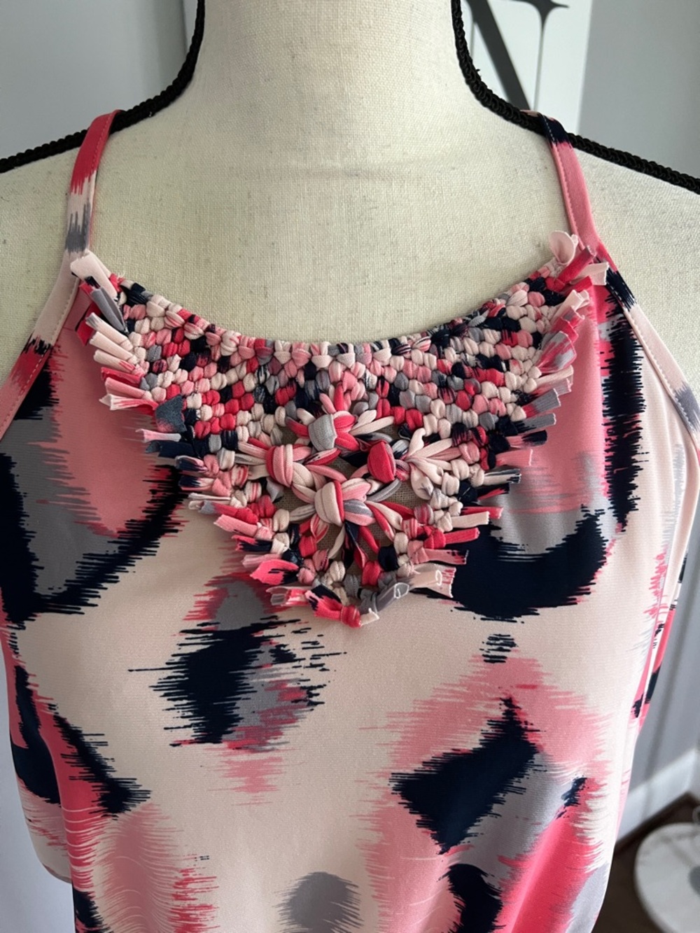Banana Republic Pink, Black & Cream Abstract Halter Maxi Dress - Picture 3 of 8